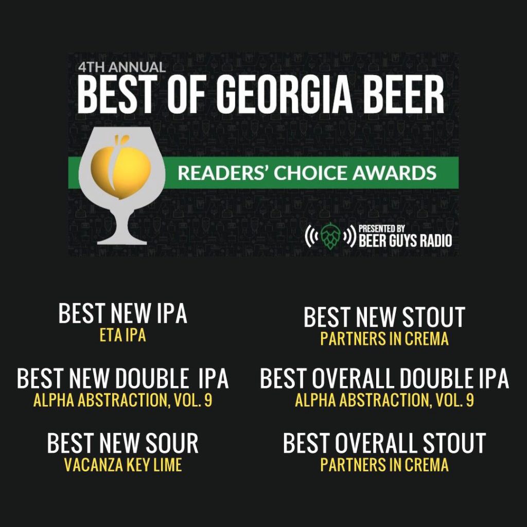 Voted Best of Georgia Beer in Six Categories